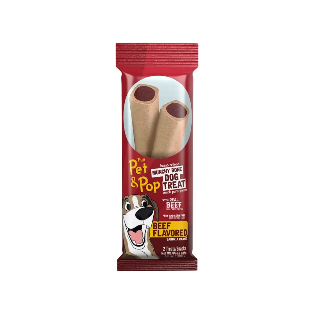 Hueso Relleno MonAmi Munchy Bone - Fun Pet & Pop Sabor Carne Vacuna Bolsa 160 g 2 unidades