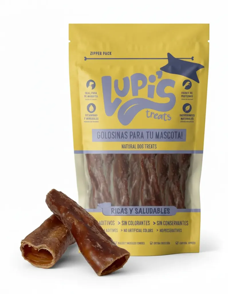 [25-LTS-TRF] Tráquea Forrada Vacuna x 3 Unid. - Lupis Treats -  Formato Doypack